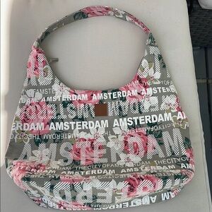 Robin Ruth Pink and White Hobo Bag Amsterdam Print- NWOT